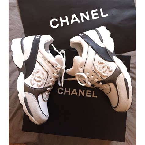 basket chanel blanche et or|baskets Chanel femme.